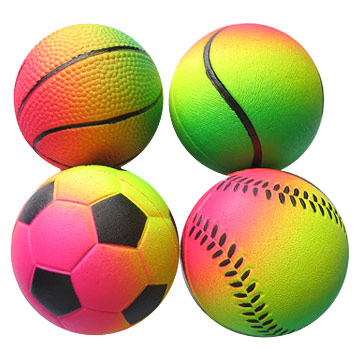 Neon Tri-Color Rubber Balls